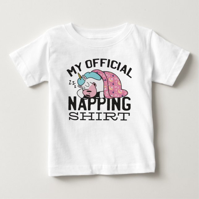 Min officiell blöjskjorta - Lazy sover Unicorn T Shirt (Framsida)