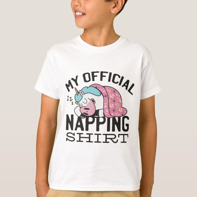 Min officiell blöjskjorta - Lazy sover Unicorn T Shirt (Framsida)
