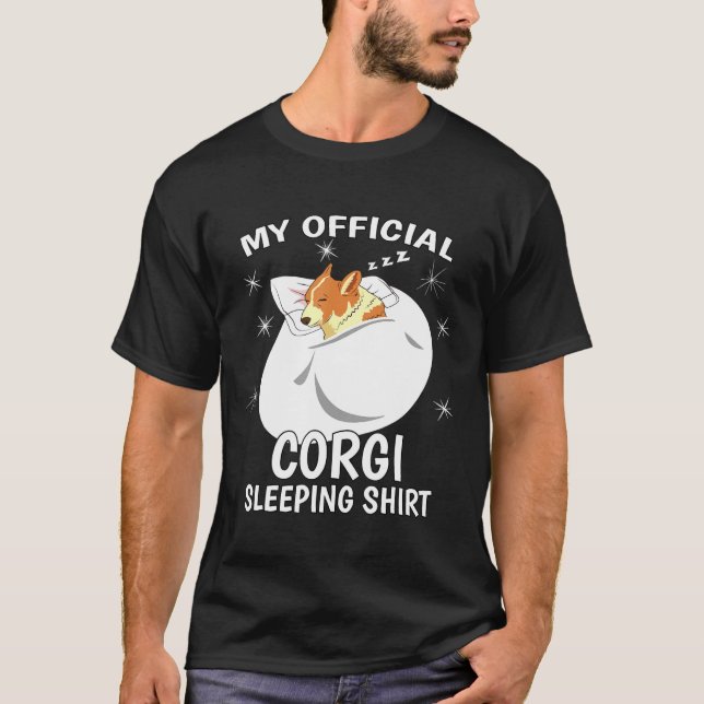 Min Officiell Sleeping Pj Pajama Top Corgi T Shirt (Framsida)