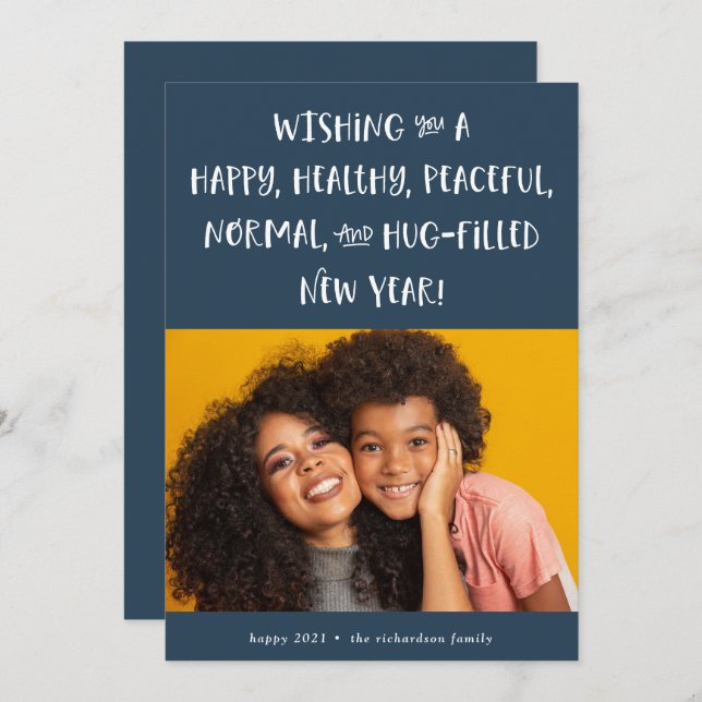 Min önskan för 2021 | Foto Blå Gott Nytt År Julkort (Fram/baksida)