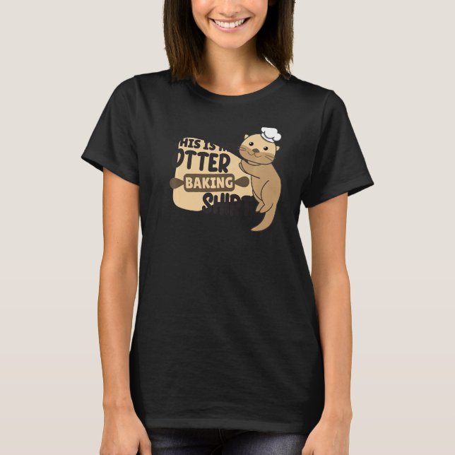 Min Otter Baking Funny Otter Pun T Shirt (Framsida)