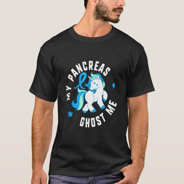 Min Pancreas Ghost Me Diabetes T1 Awareness Cute U T Shirt (Framsida)