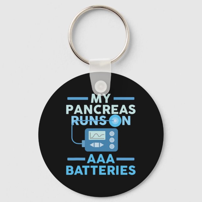 Min pankreas Springa på Aaa- batterier typ 1- diab Nyckelring (Framsida)