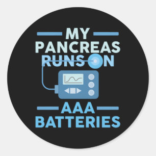 Min pankreas Springa på Aaa- batterier typ 1- diab Runt Klistermärke