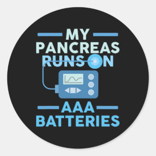 Min pankreas Springa på Aaa- batterier typ 1- diab Runt Klistermärke