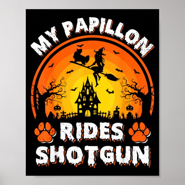 Min Papillon Hund Rid Häxa Shot Halloween Poster (Framsidan)