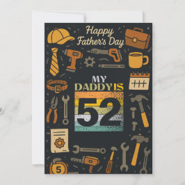 Min pappa är 52 Fars dag Vintage Flat Cards Gift Inbjudningar