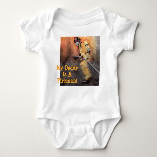 Min pappa är en Fireman Organic Baby One Biet-gåva T Shirt (Framsida)