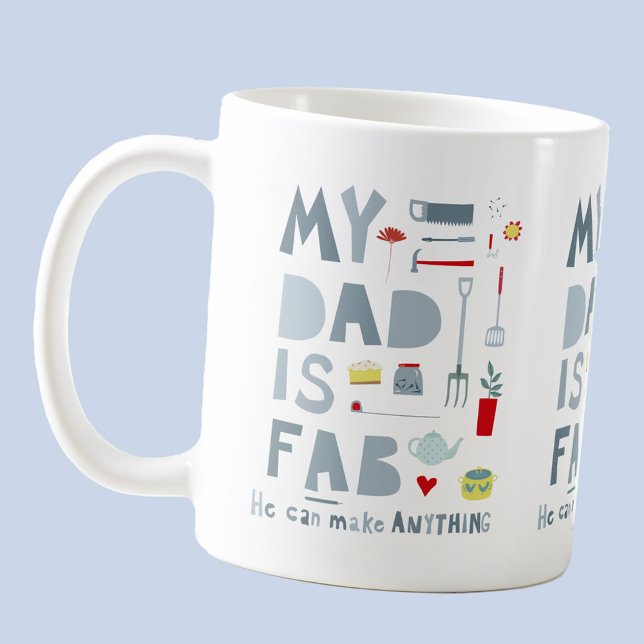 Min Pappa är Fab Kaffemugg (My Dad is Fab mug, perfect for Fathers Day or Dad birthday, or just to tell Dad how fab he really is)