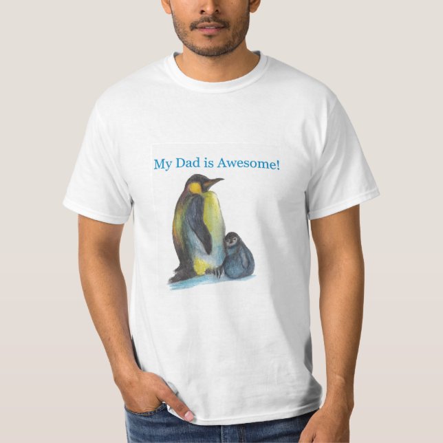 Min pappa är fantastisk penguins White T Shirt (Framsida)