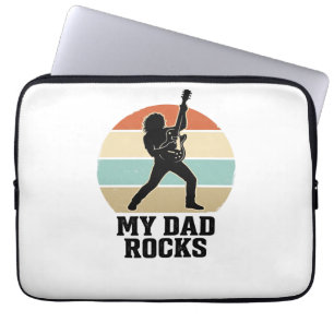 Min pappa är grym Vintage Gitarr Solnedgång T-Shir Laptop Fodral