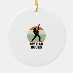 Min Pappa Är Grymt Vintage Gitarr Solnedgång T-Shi Julgransprydnad Keramik