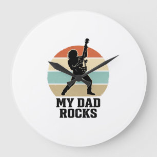 Min Pappa Är Grymt Vintage Gitarr Solnedgång T-Shi Stor Klocka