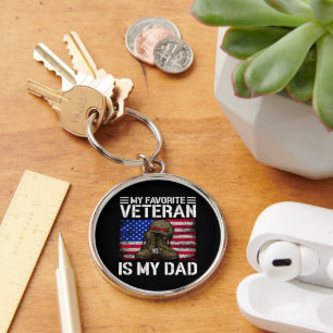 Min pappa är min favoritveteran Militäre farpresen Rund Silverfärgad Nyckelring