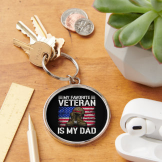 Min pappa är min favoritveteran Militäre farpresen Rund Silverfärgad Nyckelring