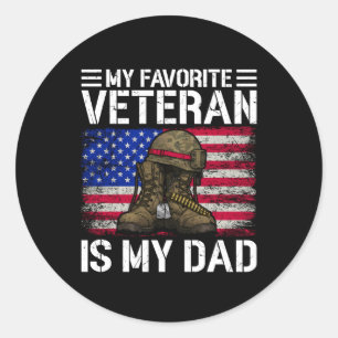 Min pappa är min favoritveteran Militäre farpresen Runt Klistermärke