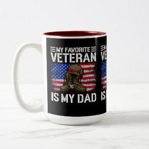Min pappa är min favoritveteran Militäre farpresen Två-Tonad Mugg