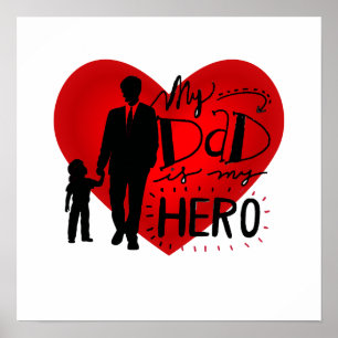 Min Pappa är min Hero: Heartfilt Tribute Silhouett Poster
