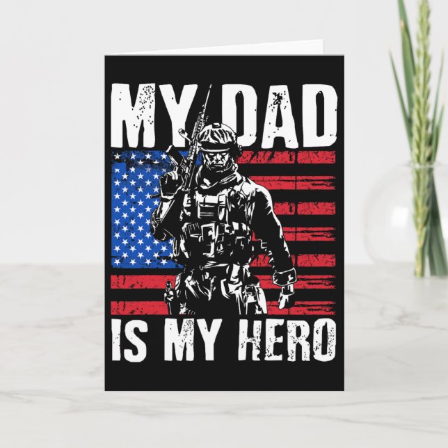 Min pappa är min hjälte Armépappa fars dag amp 4 j Kort (Framsida)