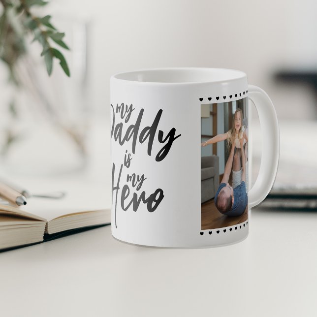 Min pappa är min hjälte | Foto Fars dag Kaffemugg (Skapare uppladdad)