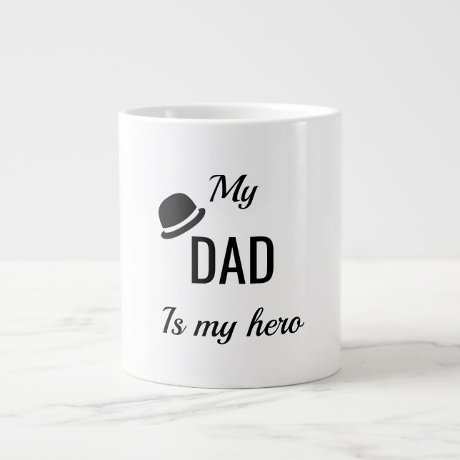 Min pappa är min superhjälte | fadersdags muggar  jumbo mugg (Framsidan)