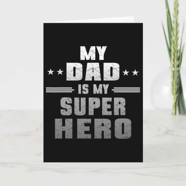 Min pappa är min superhjälte pappa på fars dag kort (Framsida)