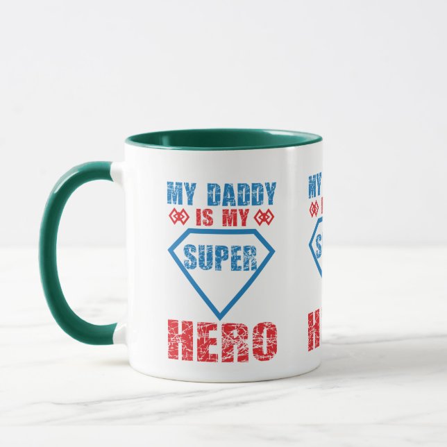Min Pappa Är Min Superhjälte Trippel Design Fader  Mugg (Vänster)