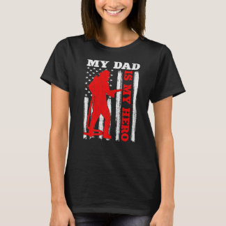 Min pappa är My Hero USA flagga Firefighter Firema T Shirt