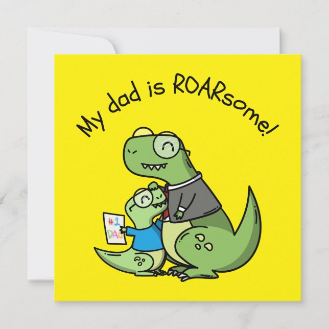 Min pappa är RASig! – Fars dag Dinosaurie Kort (Framsida)