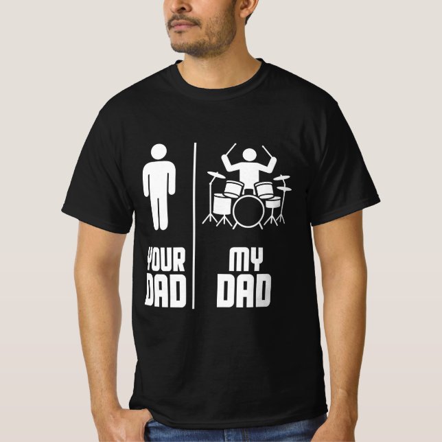 Min Pappa Din Pappa Drummer T Shirt (Framsida)