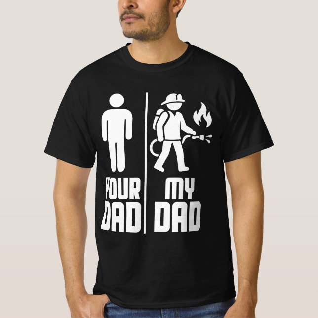 Min Pappa er Pappa-brandman T Shirt (Framsida)