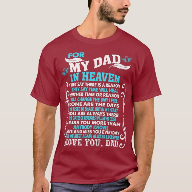 Min Pappa i himlen Dikt för dotterson i Pappa T Shirt (Framsida)