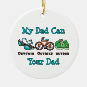 Min pappa kan Outswim den Outbike sprang om Julgransprydnad Keramik