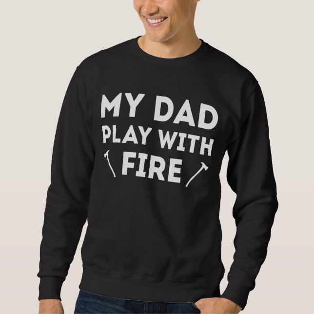 Min Pappa leker med brandman Son Pappa Lång Ärmad Tröja (Framsida)
