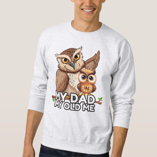 Min Pappa Min gamla mig (grått) Lång Ärmad Tröja (Framsida)