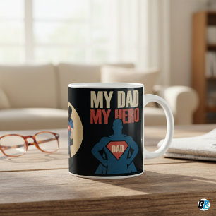 Min Pappa, min Hero Anpassningsbar 2-foto-Far da Kaffemugg