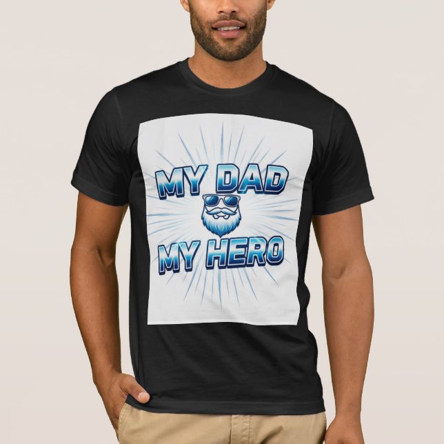 Min Pappa Min Hjälte Blå Fars Dag T-Shirt | Cool P (Framsida)