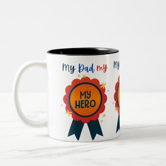 Min Pappa Min Hjälte Fars dag-present Två-Tonad Mugg (Vänster)