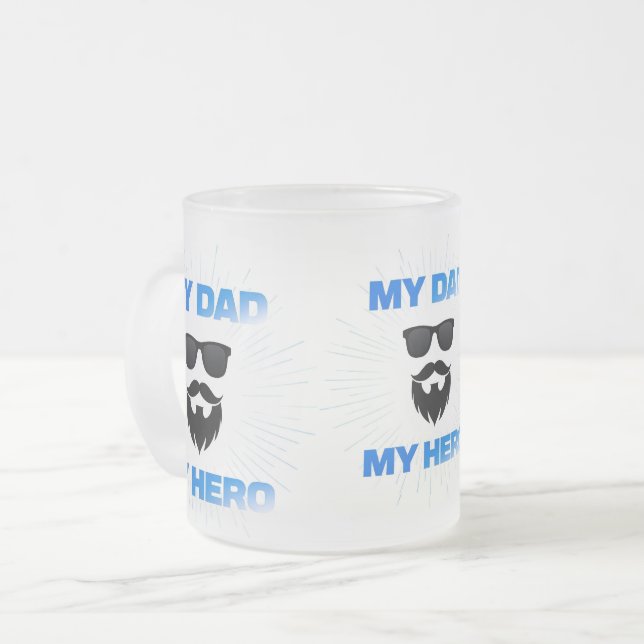 Min Pappa Min Hjälte Mugg – Cool Fars Dag Present  (Framsida vänster)