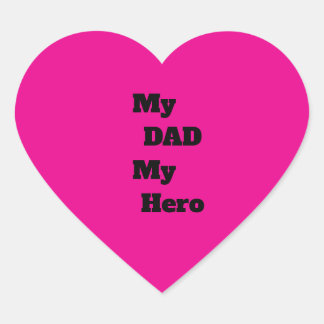Min Pappa Min Hjälte Rosa Hjärta Fars Dag Present Hjärtformat Klistermärke