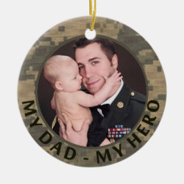 Min pappa mitt militära beställnings- soldatfoto julgransprydnad keramik