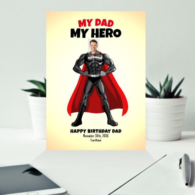 Min Pappa My Hero Funny Birthday Kort (Skapare uppladdad)