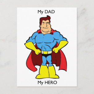 Min Pappa My Hero SuperHero Vykort