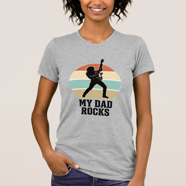 Min pappa rockar Vintage Gitarr Solnedgång T-shirt (Framsida)