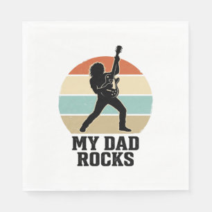 Min pappa rockar Vintage Gitarr Solnedgång Tröja D Pappersservett