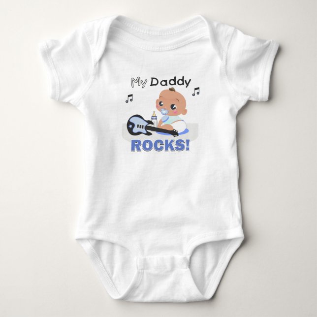 Min pappa Sten Blue African Guitar Infant Creeper Tee (Framsida)