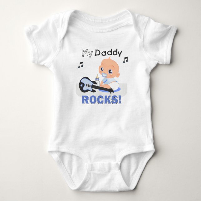 Min pappa Sten Blue Guitar Infant Creeper BodySuit T-shirt (Framsida)