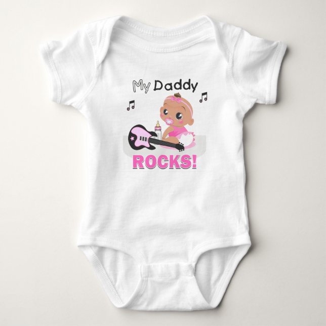 Min pappa Sten Rosa African Guitar Infant Creeper T-shirt (Framsida)