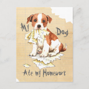 Min Parson Russell Terrier Ate Min hemläxa Vykort