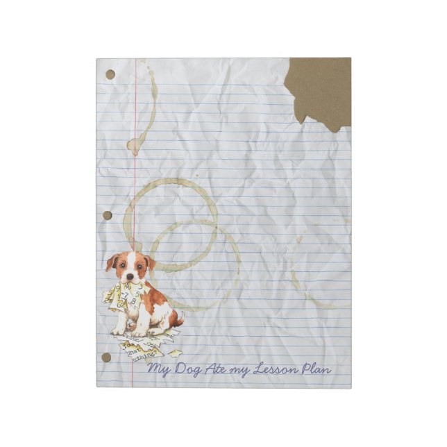 Min Parson Russell Terrier Ate My Lesson Plan Anteckningsblock (Roterad)